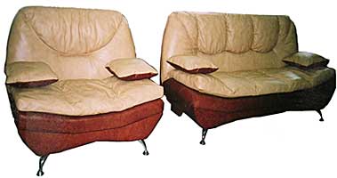 Диван и кресло из натуральной кожи по цене производителя